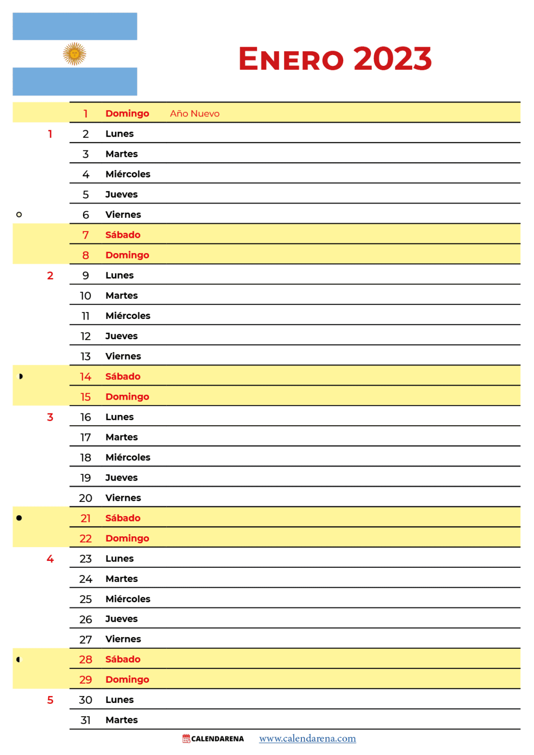 Calendario Enero 2023 Argentina Para Imprimir Image To U