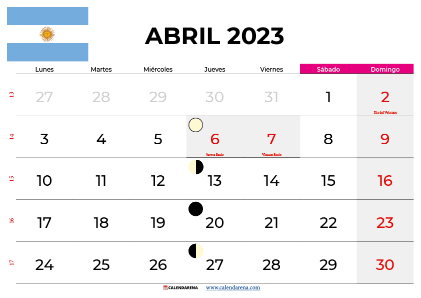 calendario abril 2023 argentina