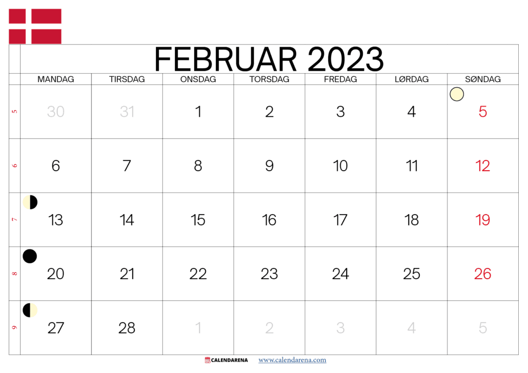 februar 2023 kalender danmark