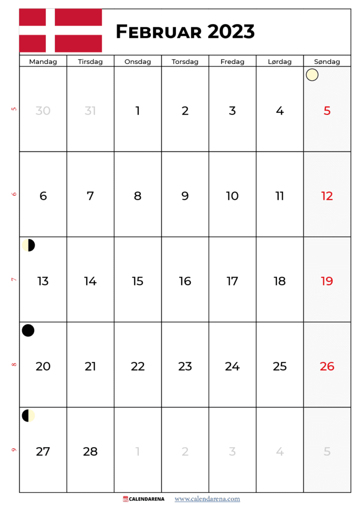 februar kalender 2023 danmark
