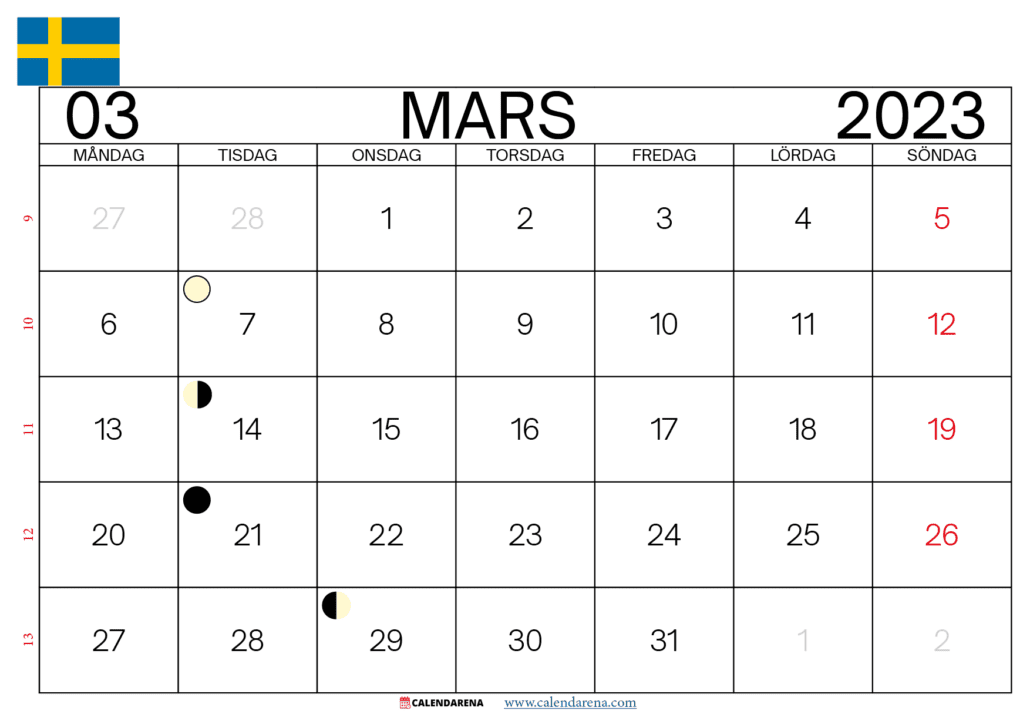 kalender 2023 mars