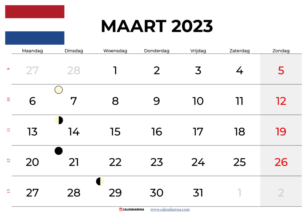kalender maart 2023 nederland