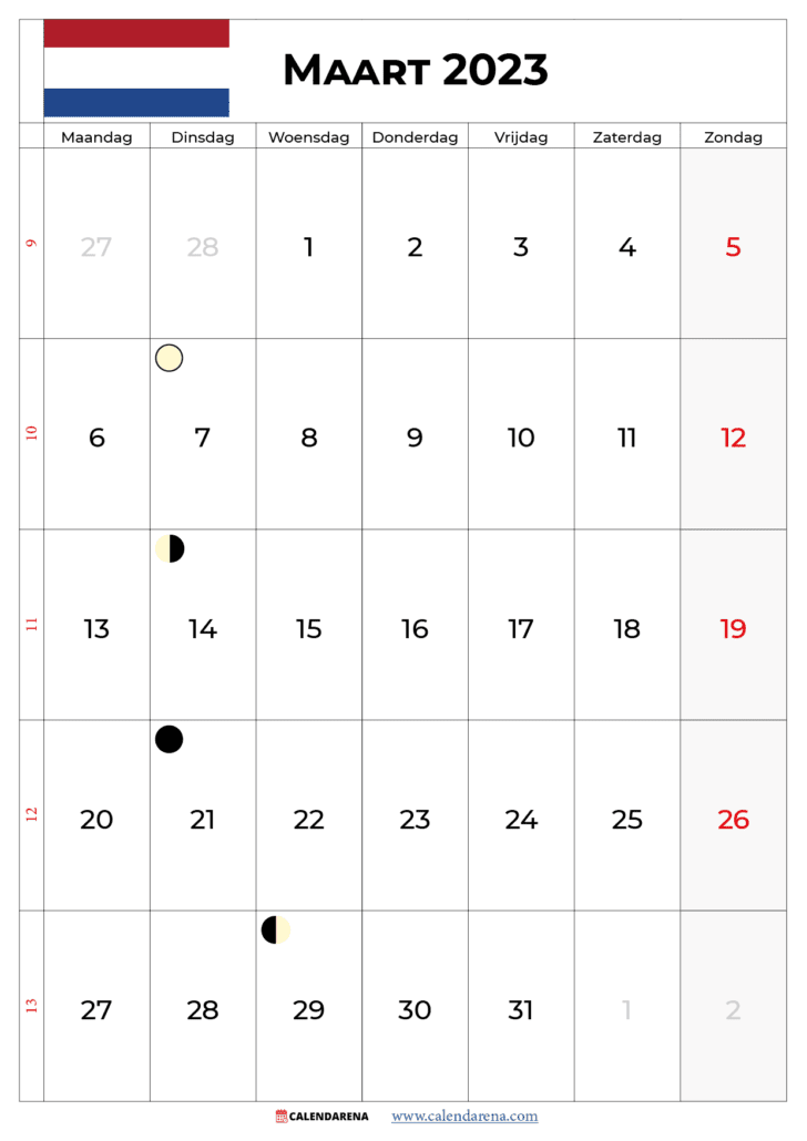 kalender maart 2023 pdf nederland