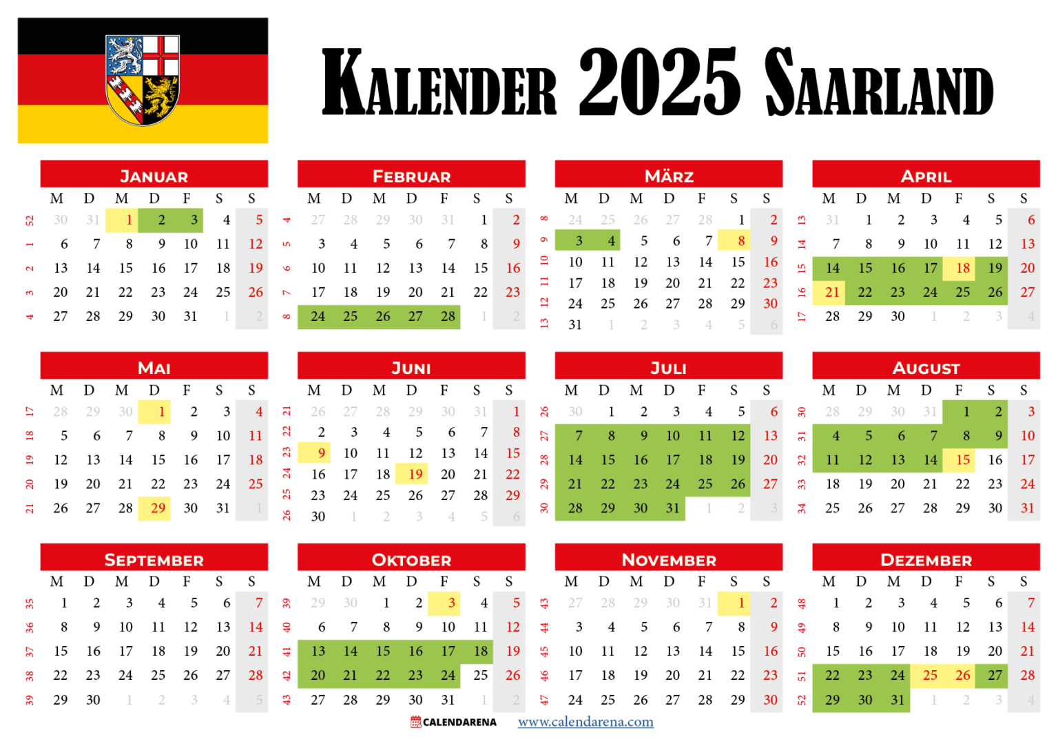 Kalender Saarland Planen Sie Ihren Urlaub Im Voraus