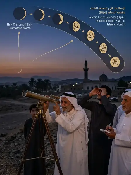 Moon phases determining Islamic months