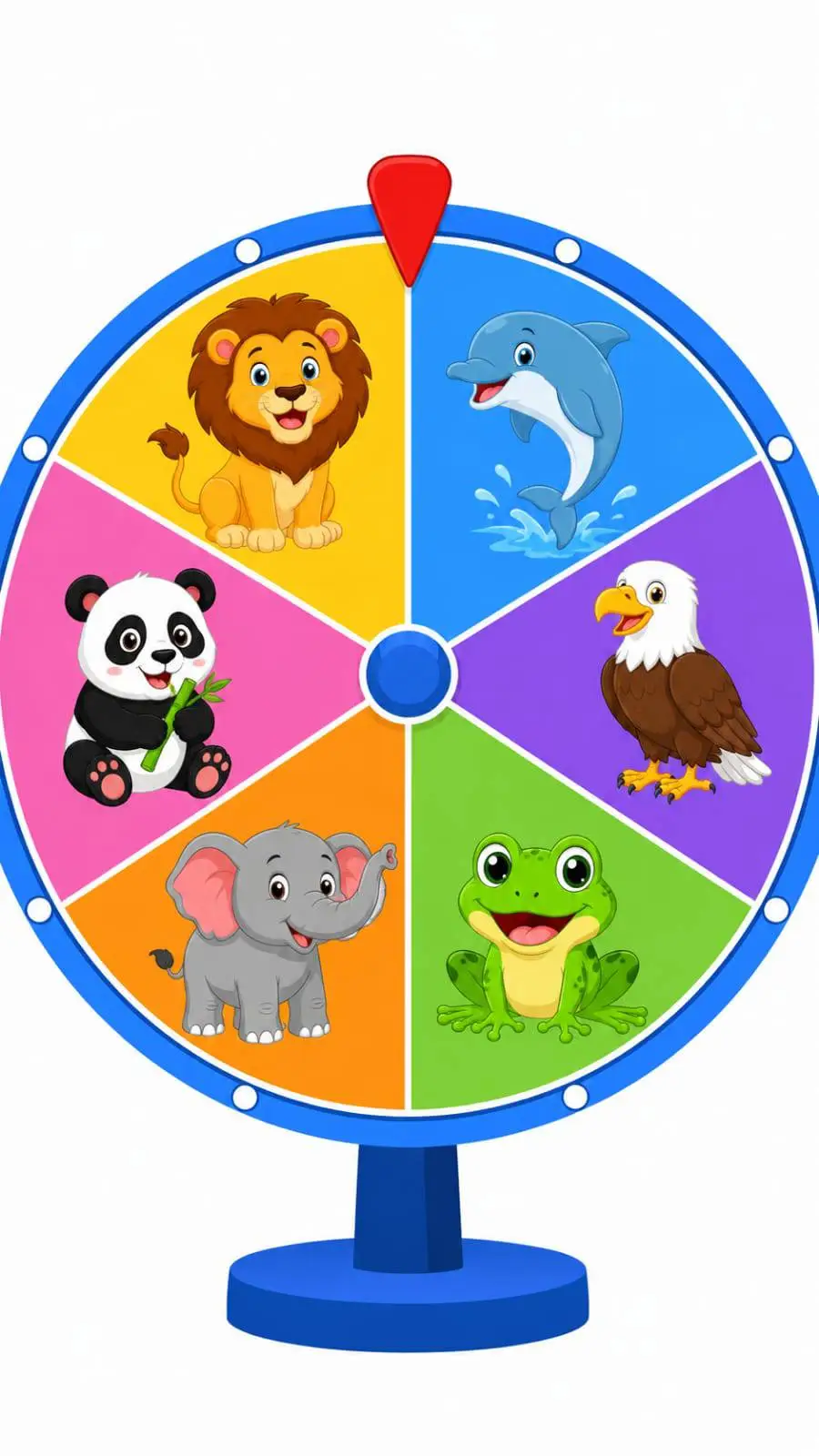 teacher using animal wheel spinner in classroom with kids