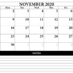2020 november calendar