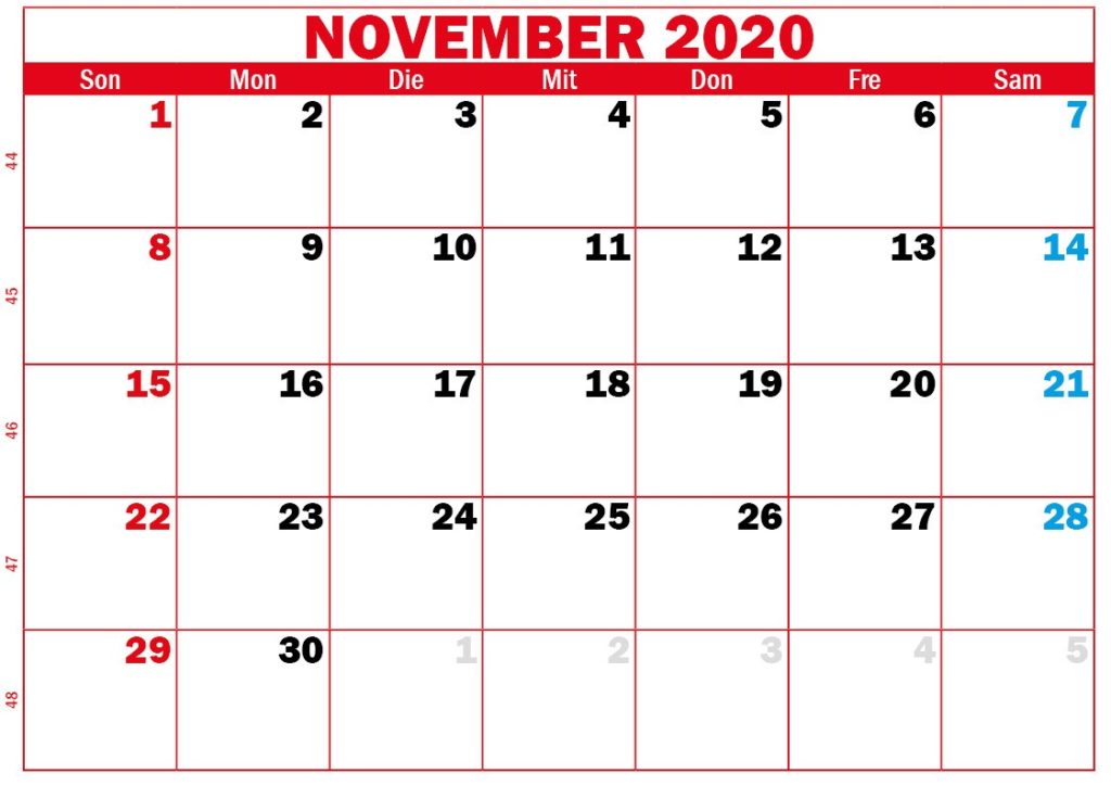 red november kalender