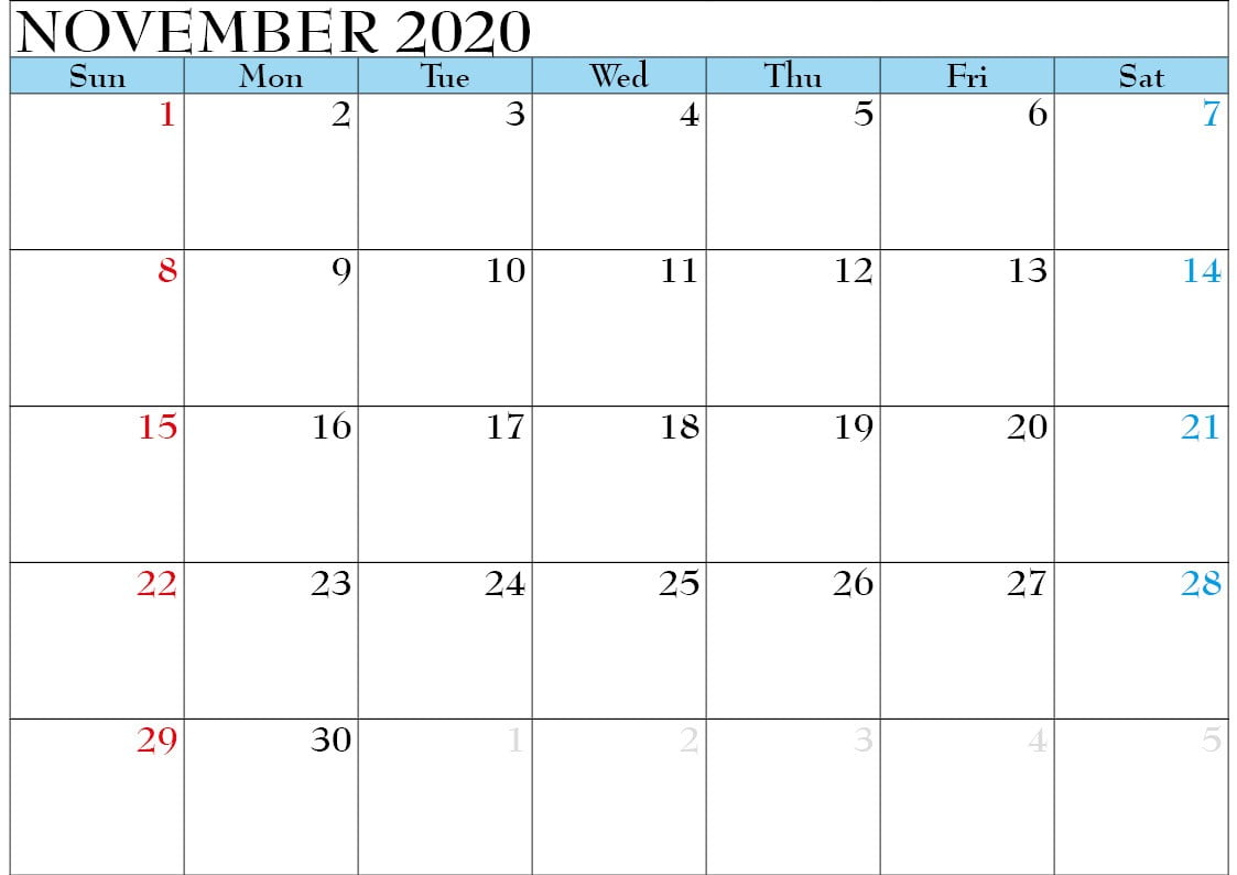november 2020 calendar