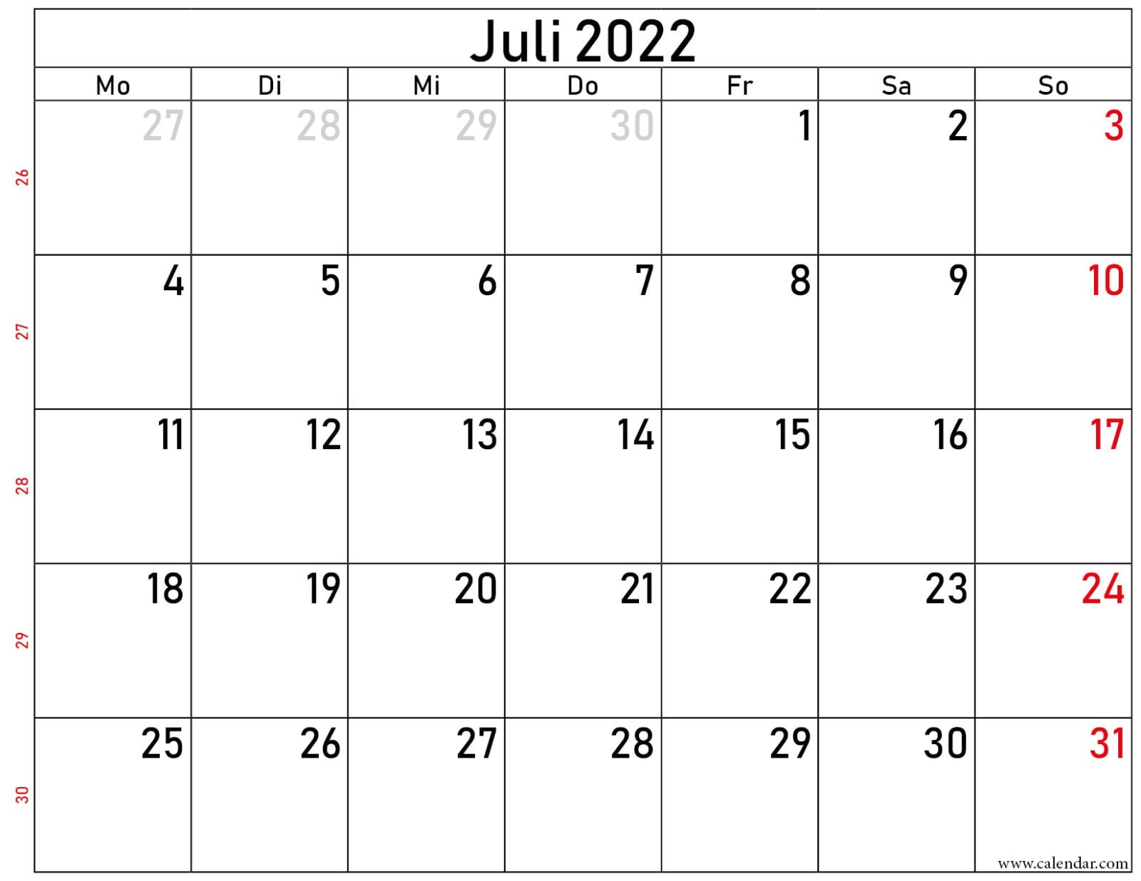 juli 2022 kalender