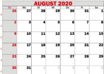 August 2020 Kalender