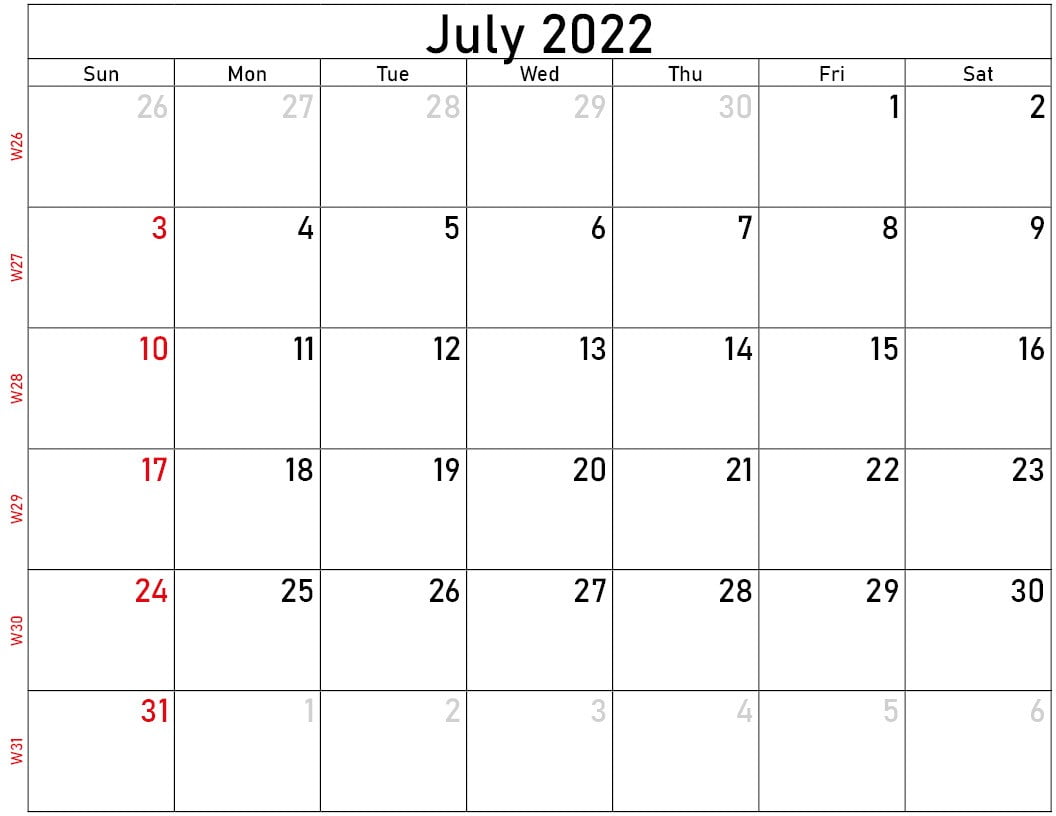 free july 2022 calendar