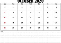 blank october 2020 calendar