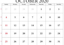 calendar 2020 october with weeks