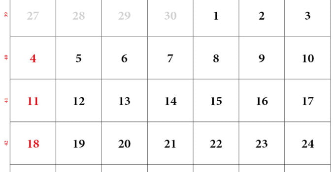 calendar 2020 october with weeks