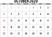 calendar october 2020