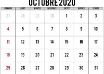 calendario 2020 octubre