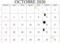 calendrier lunaire octobre 2020