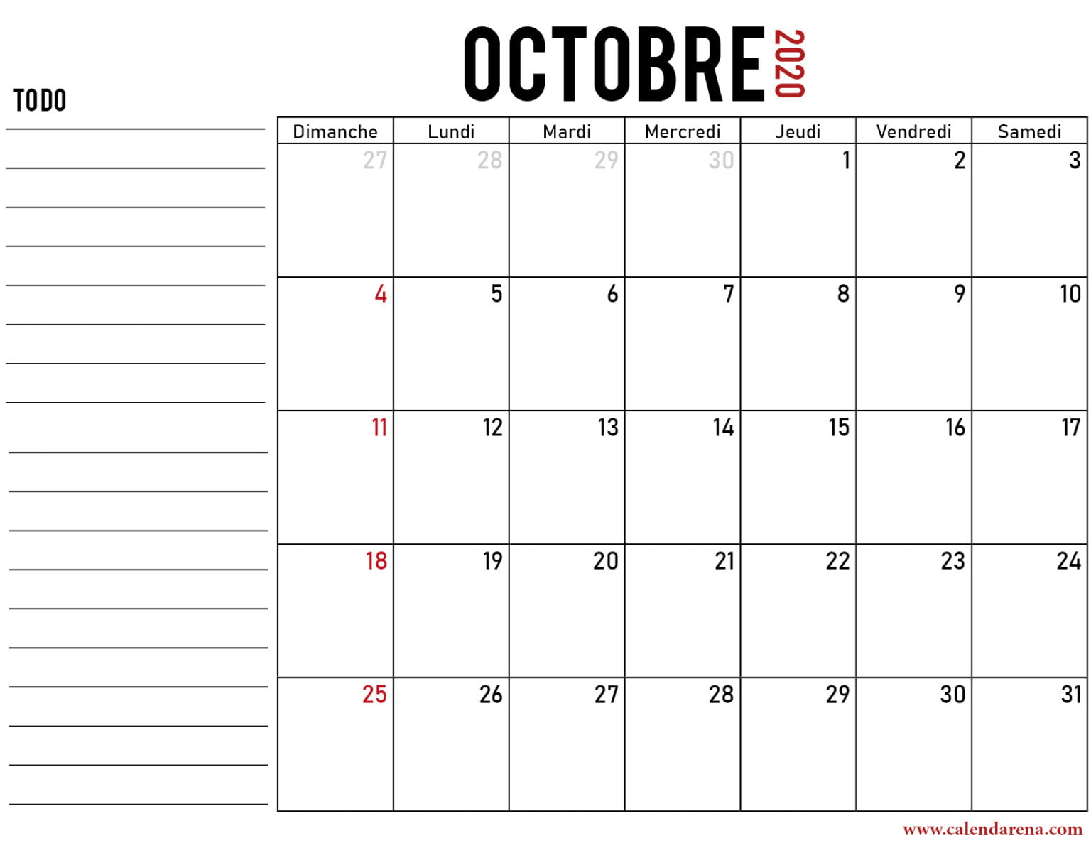 Calendrier Octobre 2020 à Imprimer Gratuit Calendrier Octobre 2020 à Imprimer Gratuit