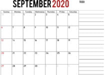 September Calendar 2020 Printable
