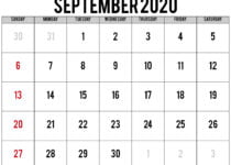 calendar for september 2020
