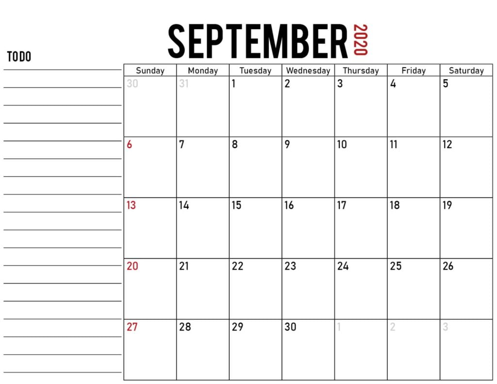 calendar 2020 september