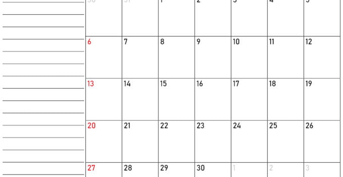 Calendario septiembre 2020 con notas