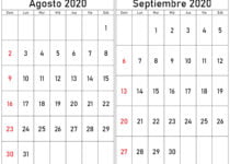 calendario agosto y septiembre 2020