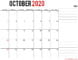 Free Printable October 2020 Calendar