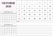 kalender 2020 oktober november dezember