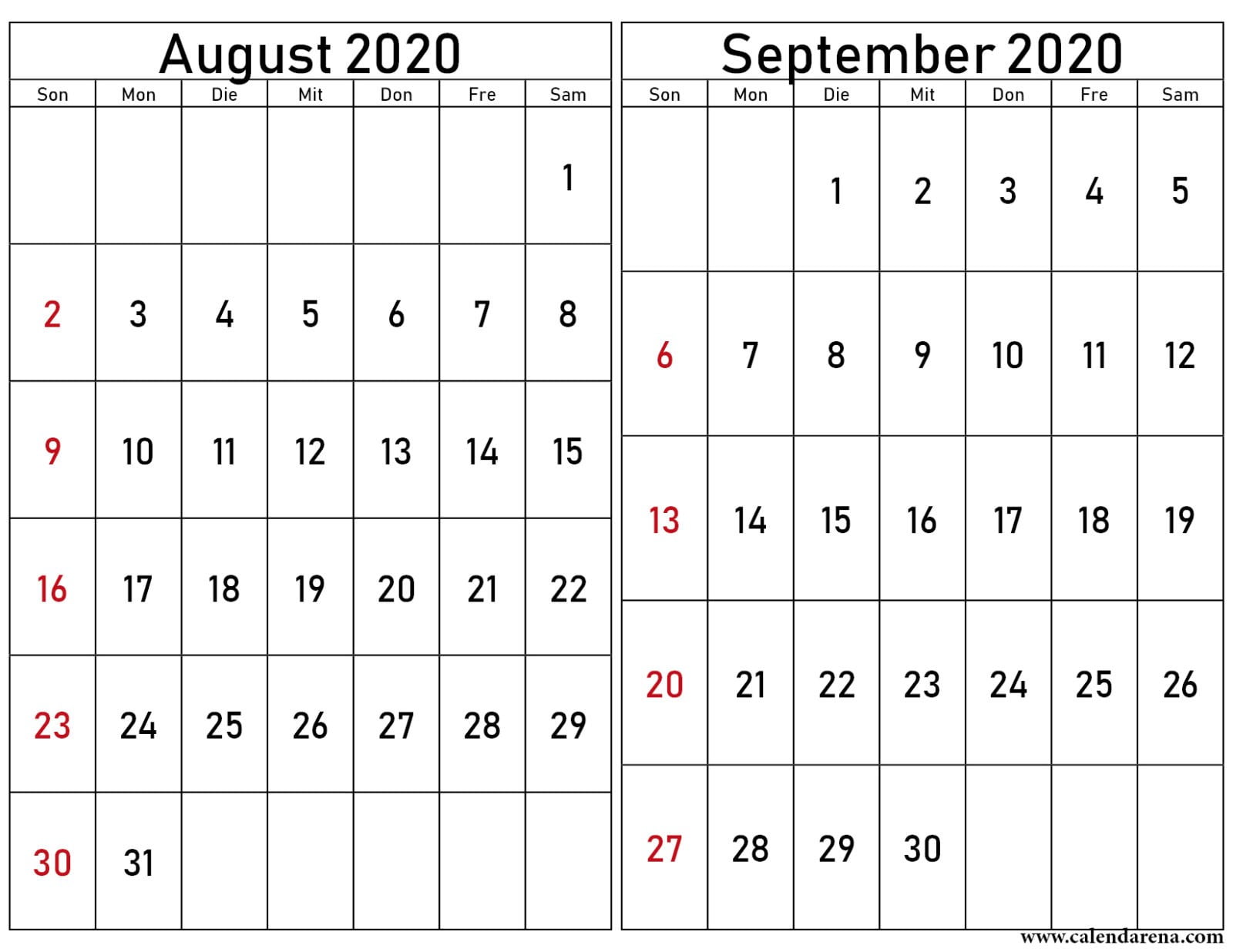 Календарь сентябрь 2020