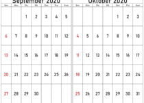 Kalender september oktober 2020