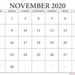 november 2020 calendar printable with weeks