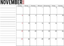 November 2020 kalender drukbare