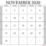 Calendar 2020 november
