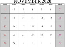 Calendar 2020 november
