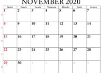 calendar november 2020