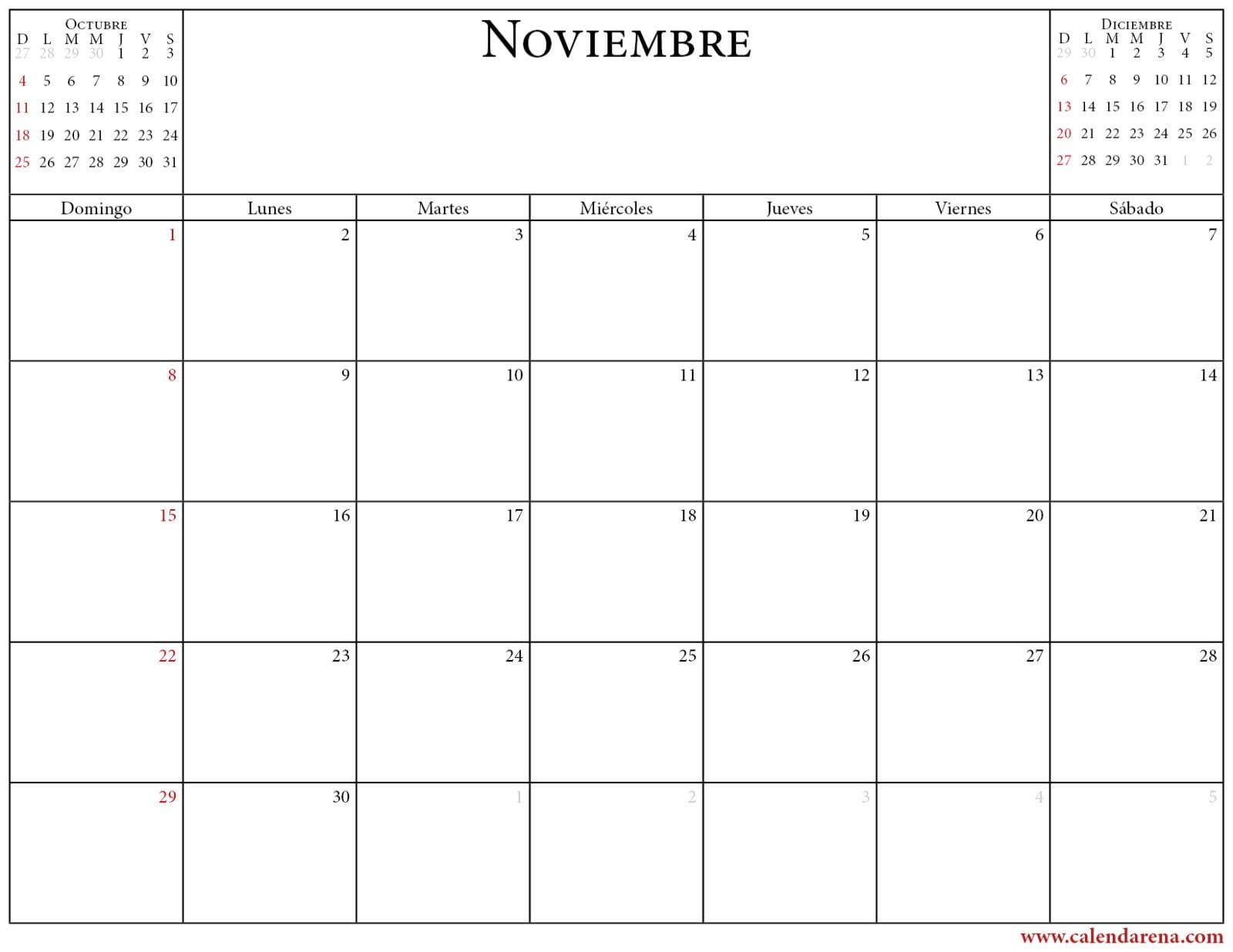 Calendario Octubre Noviembre Y Diciembre 2020