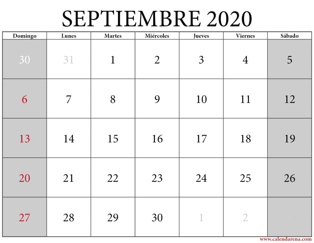 almanaque septiembre 2020