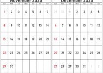 november and december 2020 calendar