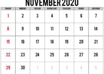 november calendar 2020