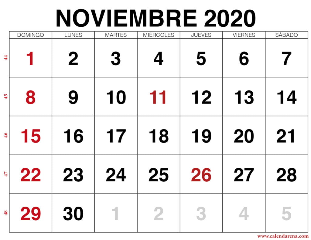 noviembre calendario 2020 paisaje