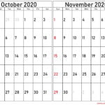 October & November 2020 calendar