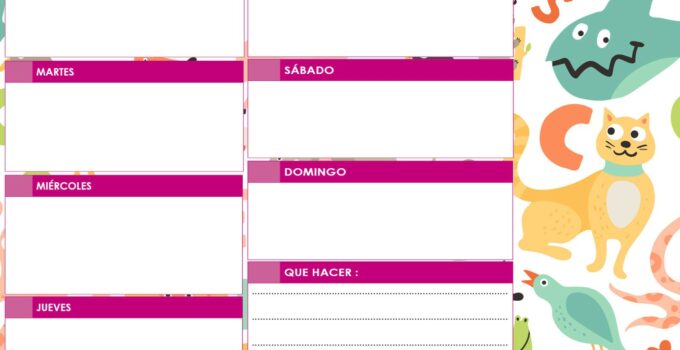Calendario en blanco para niños paisaje rosa