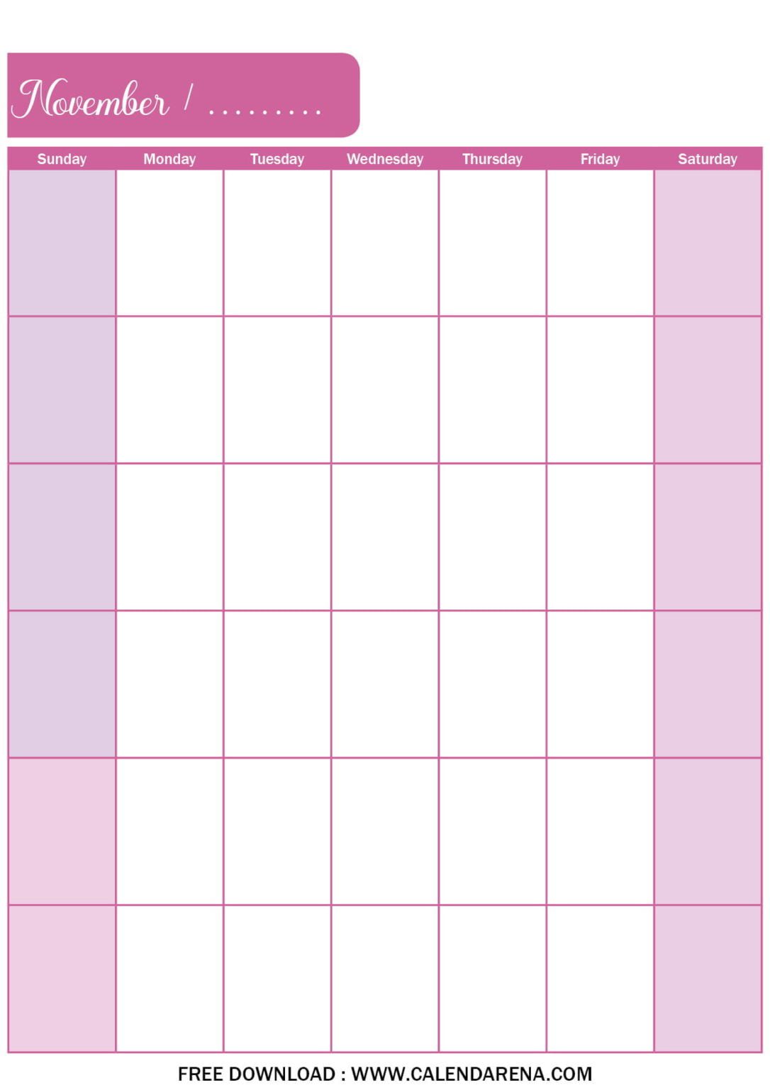 November Printable Blank Calendar Templates