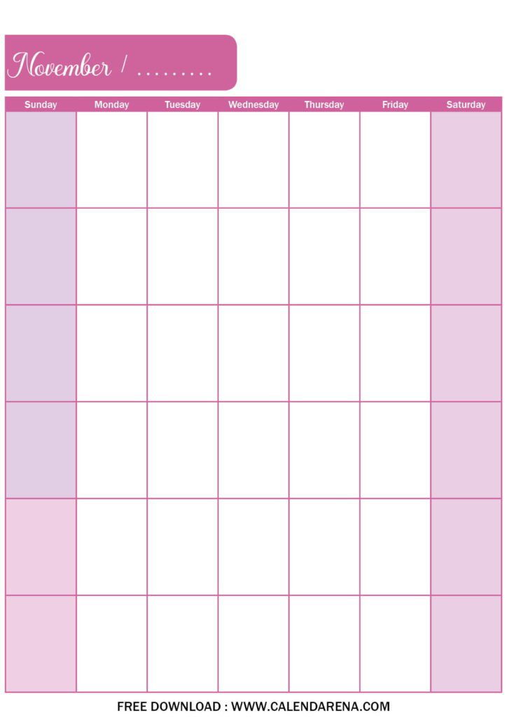 November Printable Blank Calendar