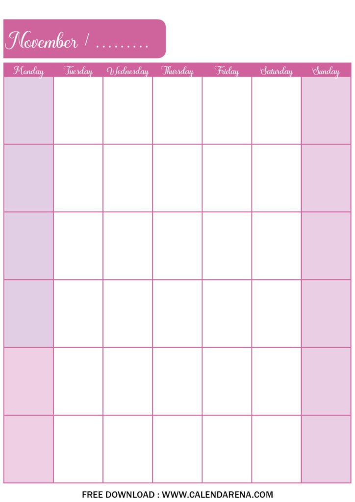 november printable blank calendar templates