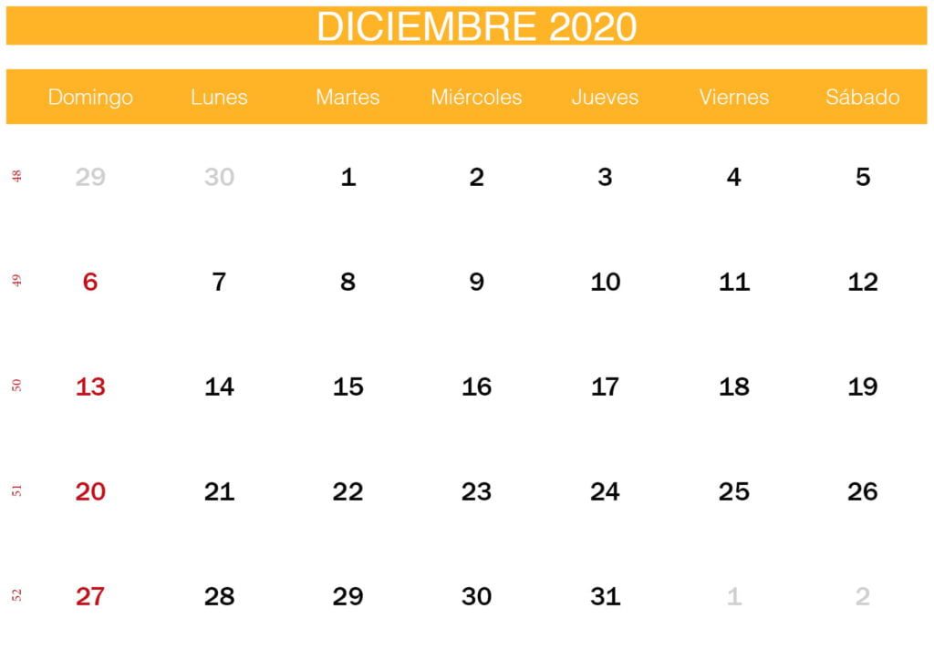 calendario amarillo de diciembre de 2020-min
