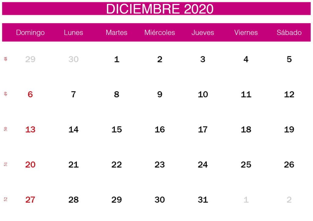calendario rosa de diciembre de 2020-min