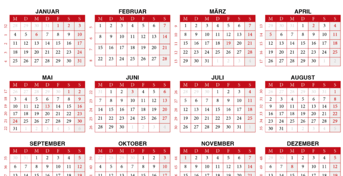 kalendar 2021 zum Ausdrucken Schweiz